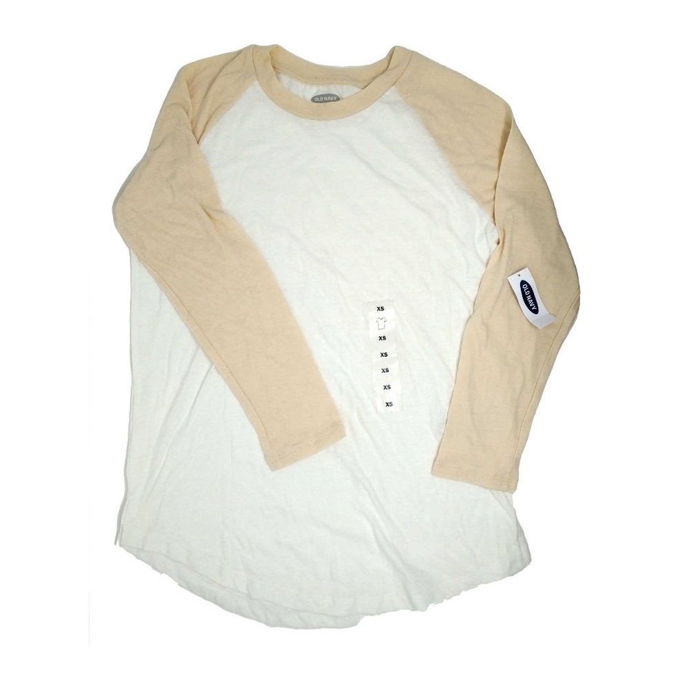 Old Navy Colorblock White & Tan T-Shirt XS NWT!